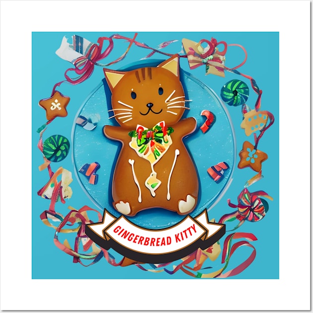 Gingerbread Kitty Wall Art by iCutTee